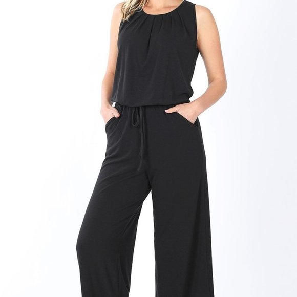 Pants - SLEEVELESS JUMPSUIT WITH POCKETS